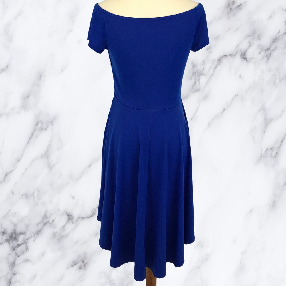 💙 Elegant Royal Blue Off-the-Shoulder High-Low - Picture 6 of 7